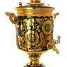 Самовар электрический 10 литров с художественной росписью "Золотые цветы на черном фоне", арт. 140218