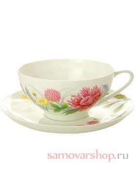 Чайная пара форма Купольная рисунок Полевые цветы 2 Императорский фарфоровый завод