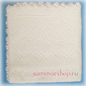 Оренбургский пуховый платок белый, арт. П1-130-02