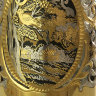 Подстаканник чайный "Снегири" с ложкой, хрустальным стаканом в подарочном футляре Златоуст