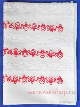 Полотенце из хлопка белое с красной вышивкой арт. 8нхп-841, 120х45