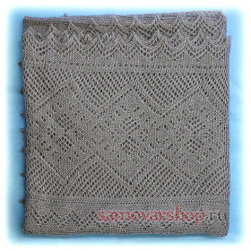 Оренбургский пуховый платок серый, арт. П1-130-03